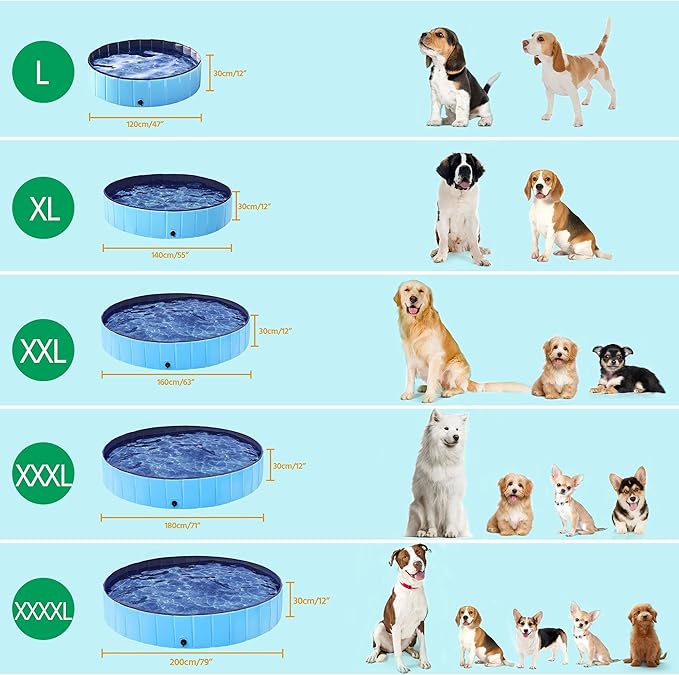 Yaheetech Foldable Dog Pet Bath Pool Hard Plastic Doggy Duck Swimming Pool Collapsible PVC Outdoor Bathing Tub Dog Pools for Large Medium Small Dogs XXXL