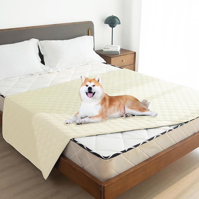 gogobunny 100% Double-Sided Waterproof Dog Bed Cover Pet Blanket Sofa Couch Furniture Protector for Puppy Large Dog Cat, Reversible (82x120 Inch (Pack of 1), Dark Cream/Light Cream)