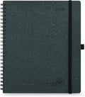 POPRUN 2026 Planner - 2026 Recycled Weekly Planner [Italian Regenrated Leather - Medium Size 8.5'' x 10.5''] - 2026 Weekly Planner with Hourly Schedule, Monthly Tabs-26-WERK7-BGY - Black Grey