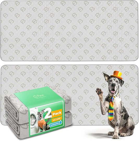 FXW Washable Pee Pads for Dogs, Puppy Pads with Super Absorbent, Specifically Designed for FXW Rollick/Homeplus 32/40/45inch 8 Panels Dog Playpen, 98" × 43" Rectangle, Khaki, 2 Packs
