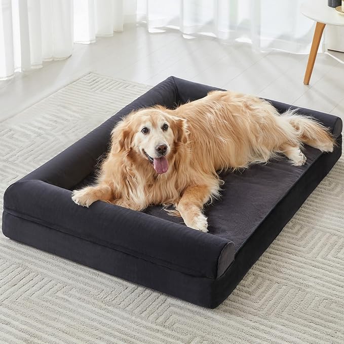 BFPETHOME Washable Dog Beds for Large Dogs, Orthopedic Dog Bed Large, Big Couch with Removable Washable Cover, Waterproof Lining and Nonskid Bottom, Egg-Crate Foam Pet Sofa Bed for Sleeping