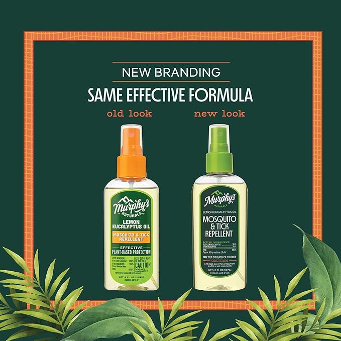 Murphy's Naturals Mosquito & Tick Bug Repellent Spray, Oil of Lemon Eucalyptus for Skin + Outdoor Gear, DEET-Free, 4 Ounce Pump, 2-Pack