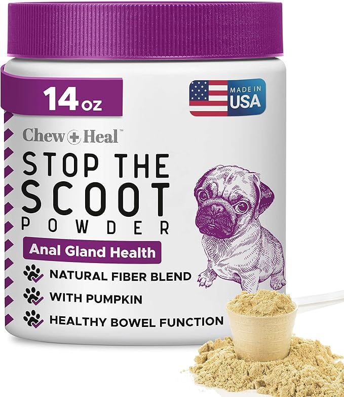 Glands Bowel Support - 14 oz of Stop The Scoot Powder for Scooting, Healthy Anal Glands, and Digestive Health - Made with Pumpkin Powder for Dogs