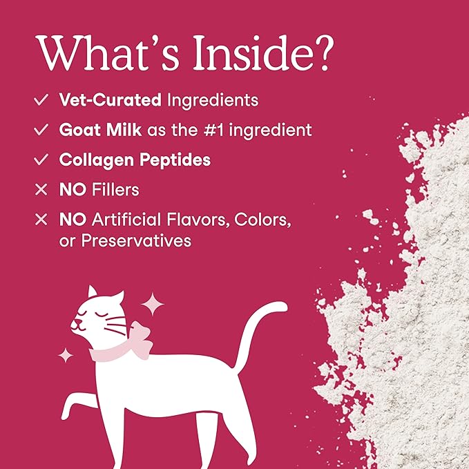 Fera Pets Goat Milk Topper - Cat & Dog Skin and Coat Supplement with Collagen, Biotin & Vitamin C - Helps Maintain Normal Skin Moisture - Promotes a Shiny Coat - for Picky Eaters - 60 TSP