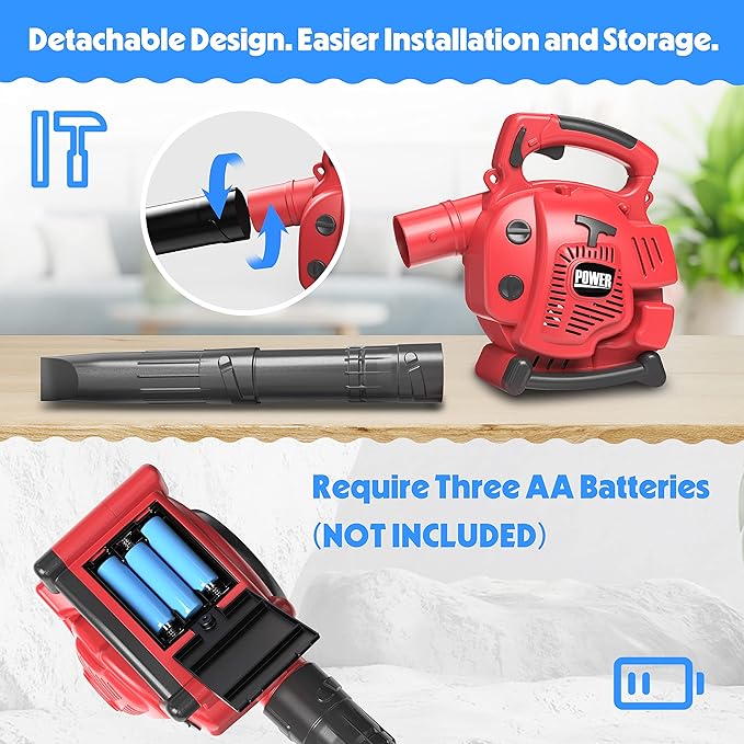 Toy Choi's Kids Leaf Blower - Toy Leaf Blower That Really Works with Tool Set, Pretend Play Series Construction Outdoor Preschool Gardening Kit for Boys & Girls Age 3-5 4-7