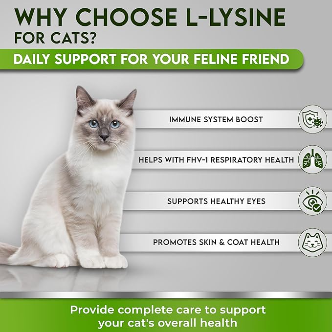Trulysine L-Lysine for Cats Immune Support Oral Powder 4oz/100g - Cats & Kittens of All Age, Sneezing, Runny Nose Squinting, Watery Eyes - Fish & Poultry Flavor (U.S.A)(100 Grams ( 500mg / Scoop))