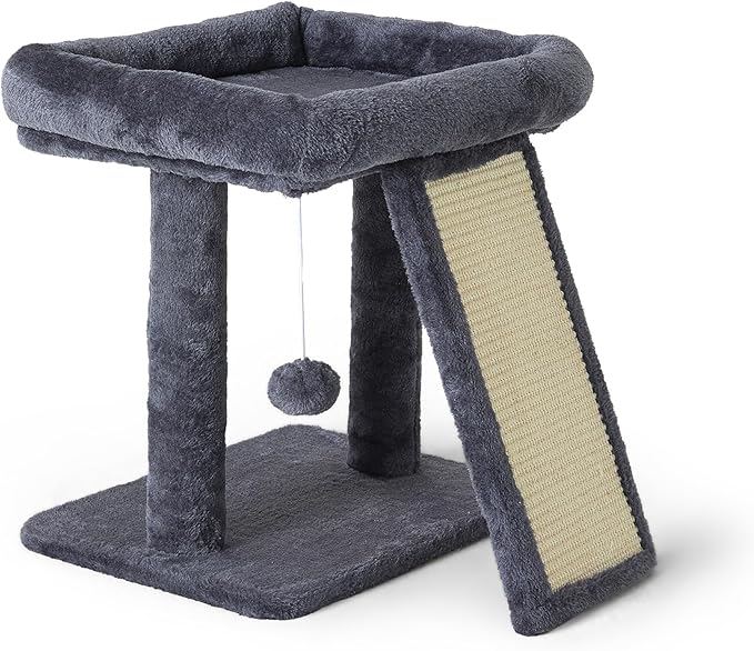 17.7-inch Small Cat Tree Tower with Scratching Post for Indoor Cats,Grey