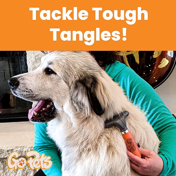 GoPets Double Row Dematting Rake, Undercoat Grooming Tool for Thick and Long Coat Pets, Ideal for Sensitive Skin, Reduces Breakage, Supports Daily Shedding Control, Detangler for Dogs and Cats