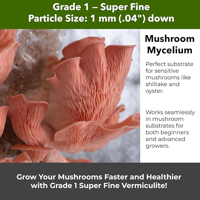 Organic Superfine Vermiculite for Indoor Gardening Plants and Mushrooms – Enhances Soil Aeration, Seed Germination, Rooting Cuttings – Small Packages and Bulk (Vermiculite Grade 1 - Superfine, 5 qt)