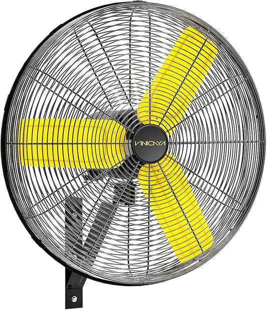 24 Inch Industrial Wall Fan Oscillating, 7800 CFM Commercial Metal Wall Mount Fans with Poweful Motor, 3 Speed, Heavy Duty Indoor for Warehouse, Workshops, and Garage, UL Listed