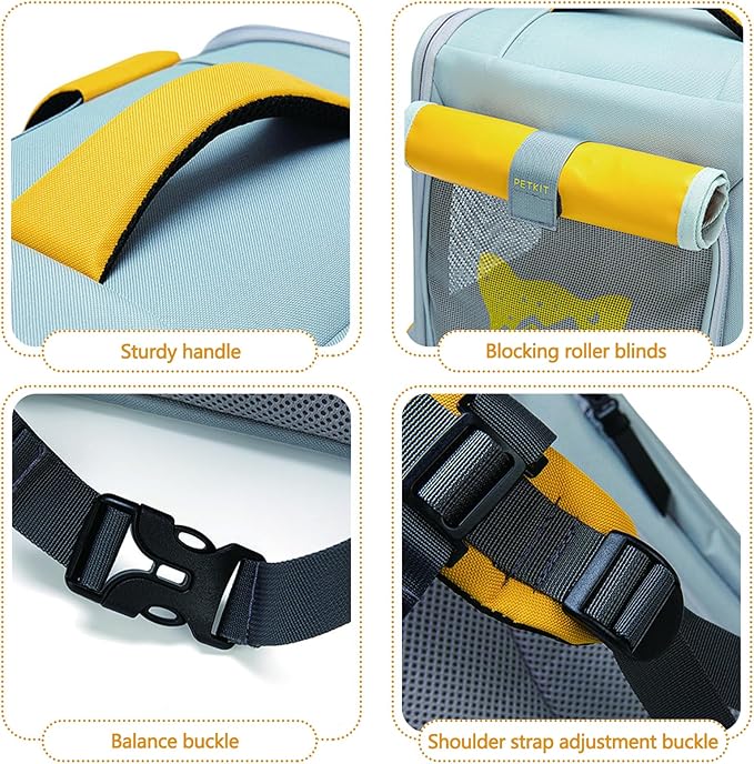 Expandable Pet Backpack, Cat Backpack with Breathable Mesh, Collapsible Soft Cat Travel Bag for Outdoor Hiking, Large Space Dog Backpack(Blue)