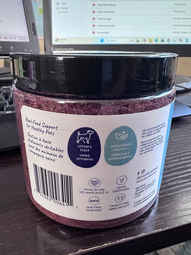 kin+kind Dog Supplement Powder - Supplement for Dogs & Cats for Healthy Immunity - Bladder Support - Natural Formula with Organic Cranberry, Blueberry and Coconut - Made in USA - 4 oz (Medium)