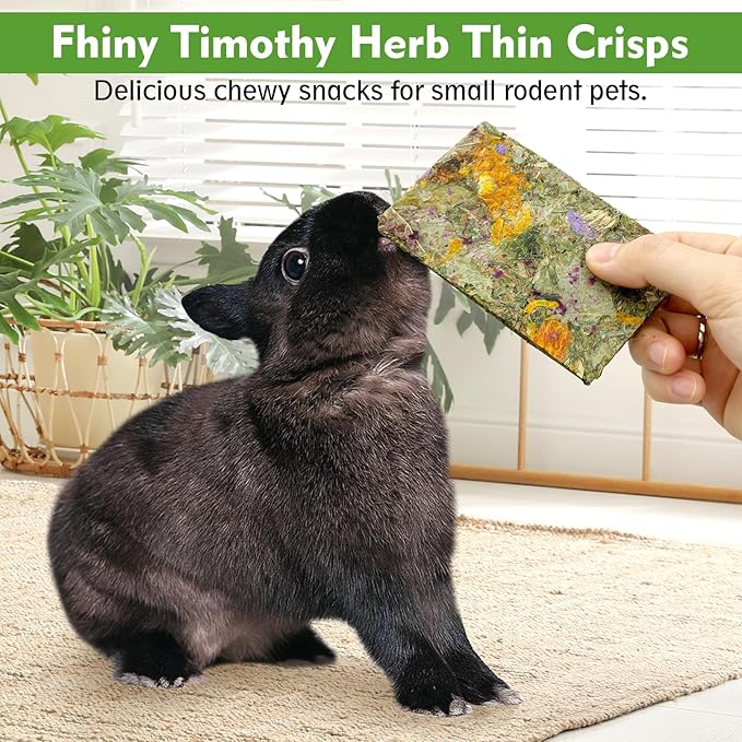Fhiny 12 PCS Rabbit Timothy Hay Chips Toys, Natural Bunny Molar Treats with Herbal Flowers Rabbit Chew Toys for Teeth Small Animal Snacks for Rats Chinchillas Guinea Pigs Hamsters