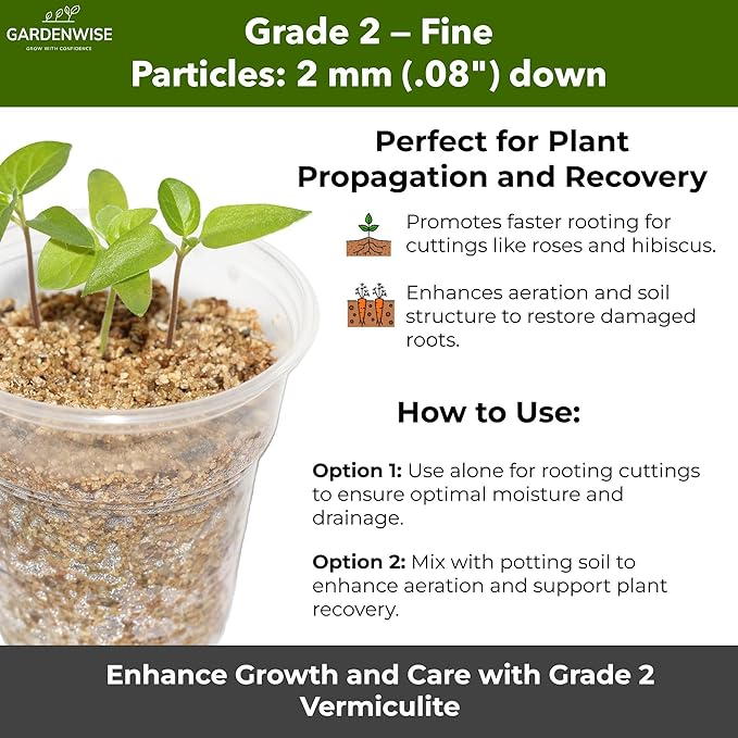 Organic Fine Vermiculite for Indoor Gardening Plants and Mushrooms – Enhances Soil Aeration, Seed Germination, Rooting Cuttings – Small Packages and Bulk (Vermiculite Grade 2 – Fine, 15 quarts)