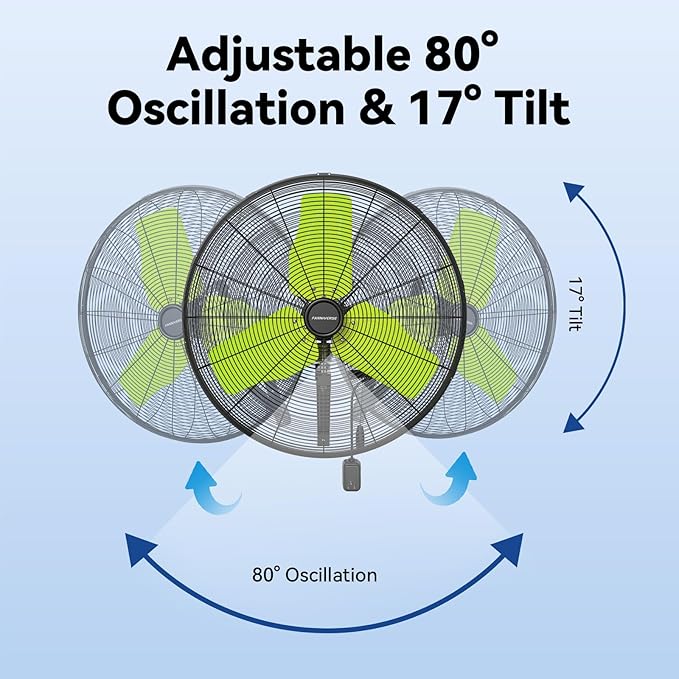 24 Inch 9500 CFM Waterproof Wall Fan Pro Series - Outdoor High Velocity Wall Mount Fan with Enclosed Motor for Residential, Warehouse, Patio, Shop, Garage, Barn UL Safety Listed