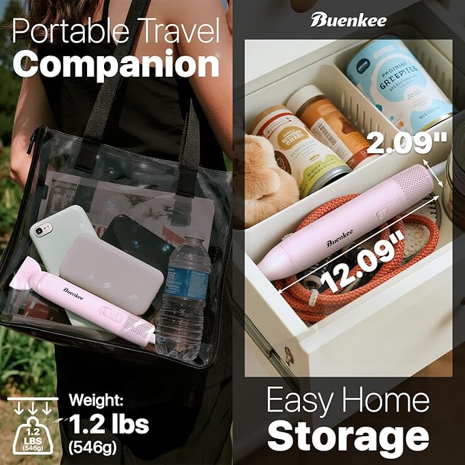 Dog Blow Dryer for Pet Grooming Handheld Lightweight Dog Cat Hair Dryer 3 Speeds 4 Temp, Portable 3HP High Velocity Pet Blower Quiet Dryer for Travel Campaign Home, with 3 Nozzles, Pink