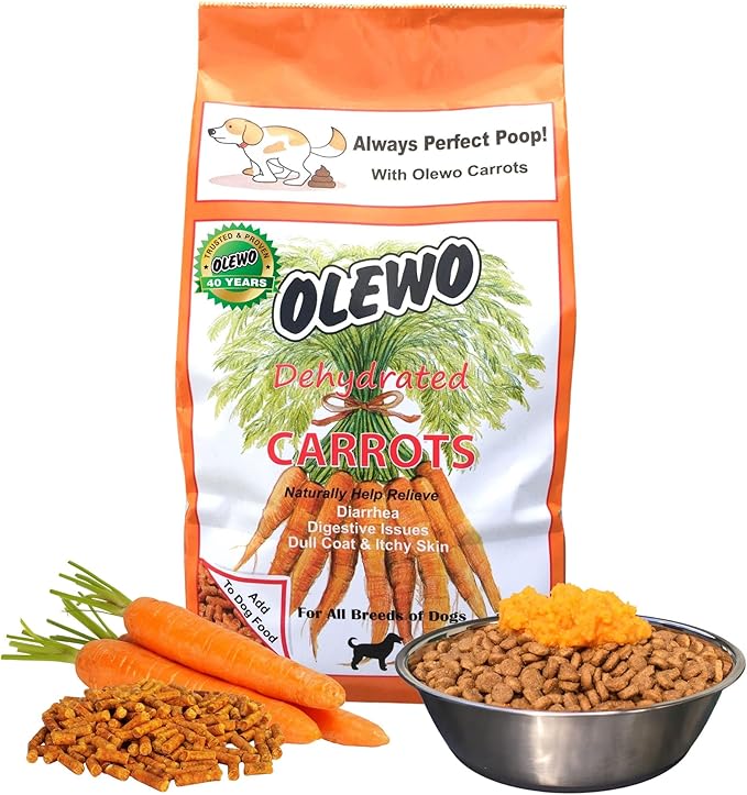 Olewo Original Carrots for Dogs – Fiber for Perfect Poop, Dog Food Toppers for Picky Eaters, Natural Skin & Coat Support, Multivitamin, Probiotics for Digestive and Gut Health, 5.5 lbs