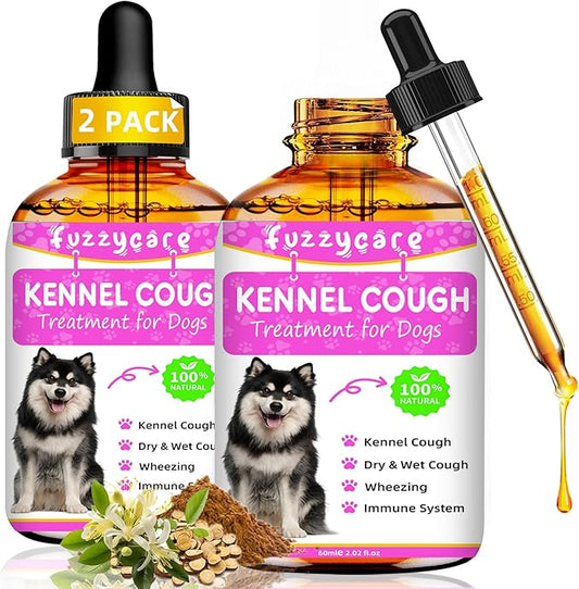 2 Pack Dog Cough Treatment，Natural Kennel Cough Medicine for Dogs,Effective Kennel Cough Treatment and Allergy Relief, Herbal Drops for All Breeds & Sizes, Soothing Dog Cough Medicine
