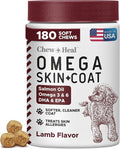 Salmon Oil for Dogs - Soft Chew Omega Treats for Skin and Coat - Fish Oil Blend of Essential Fatty Acids, Omega 3 and 6, Vitamins, Antioxidants and Minerals - Made in USA (180 Chews, Lamb)