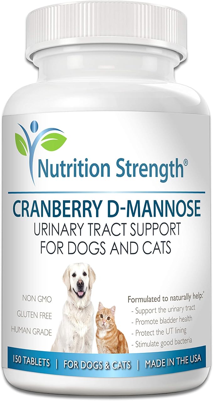 Cranberry D-Mannose for Dogs, Support for Bladder & UTI, Pet Urinary Tract + Immune Health Supplement, Cranberry for Dogs with D-Mannose & Vitamin C, 150 Chewable Tablets