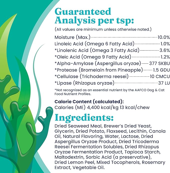 Solid Gold Cat & Dog Multivitamin Chews - Kelp, Omega 3 & Vitamins for Dental, Digestive, Immune, Skin & Coat Health - Multi Vitamin for Dogs & Cats - Sea Kelp Based Soft Chew for All Ages - 120ct