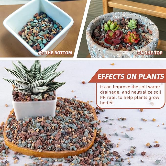 15lb Mix Horticultural Lava Rock Pebbles Pumice Potting Soil Amendment Succulent Cactus Bonsai Gritty Rock Decorative Gravel Plant Drainage Volcanic Rock for Aquarium Fairy Gardening Top Dressing