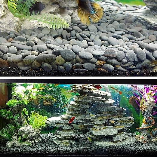 18 Pounds Natural River Rocks Mexican Beach Pebbles for Garden Landscape Stone Paving Stone Grey (1Inch)