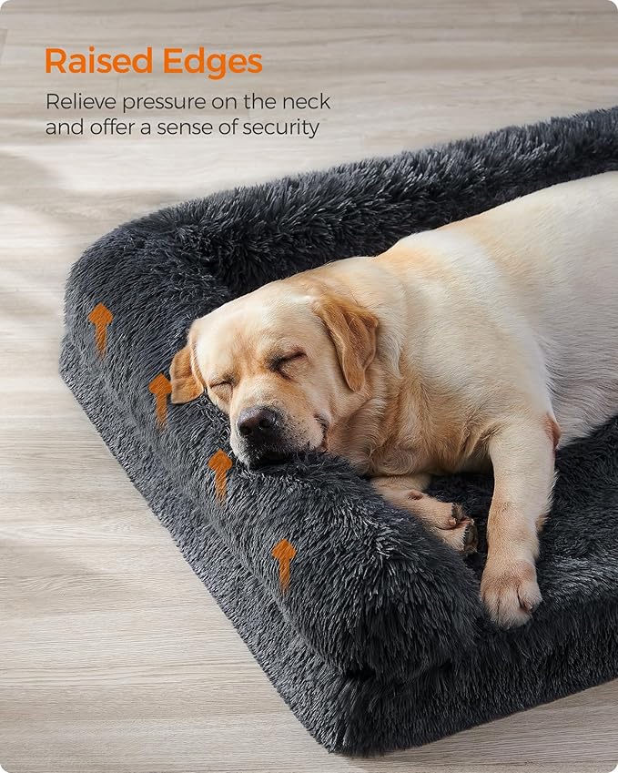 Feandrea Dog Bed, Orthopaedic Dog Sofa Bed for Medium and Large Dogs, Waterproof Ped Bed with Removable Washable Cover, 42 x 31.5 x 9 Inches, Dark Gray UPGW233G02