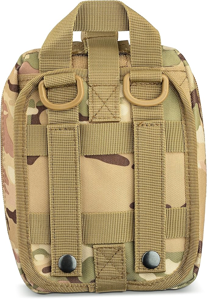 Scherber Premium IFAK Kit Trauma Pack Fully Stocked MOLLE Pouch w/CAT Tourniquet, HyFin Vent Chest Seal, & Israeli Bandage Trauma Kit for Emergency, Gunshot, Bleeding, & Major Wound Care (Camouflage)