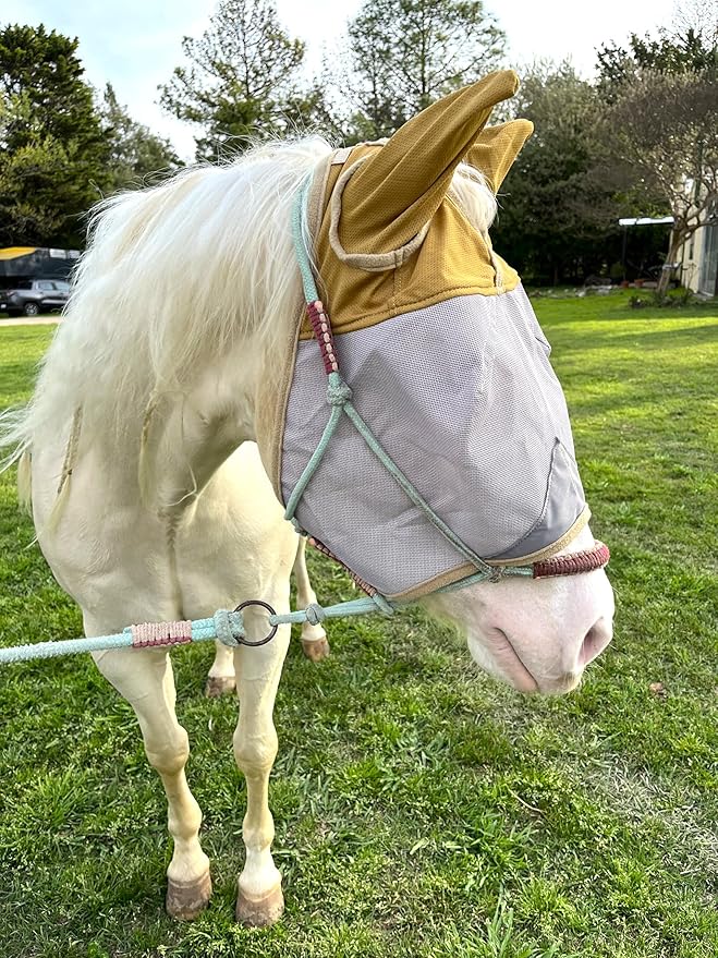 Fly Masks for Horses, 70% Uv-Block, Breathable Fly Mask for Equines, Durable, Comfortable Fit for All-Day Protection, Horse Size (Horse Fly Mask, with Ears)