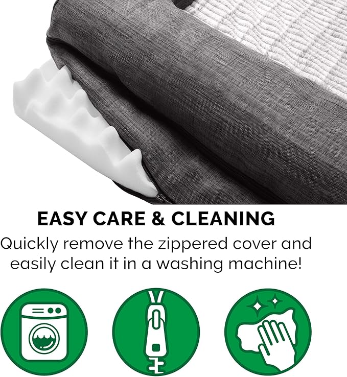 Furhaven Orthopedic Dog Bed for Large Dogs w/ Removable Bolsters & Washable Cover, For Dogs Up to 95 lbs - Luxe Faux Fur & Performance Linen Sofa - Charcoal, Jumbo/XL