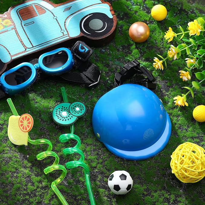 Frienda Dog Helmet and Goggles, UV Protection Doggy Sunglasses and 4 Inch Padded Puppy Motorcycle Helmet Adorable Dog Goggles with Adjustable Belt for Small Dogs Puppy Riding(Blue,S)