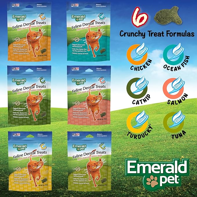 Feline Dental Treats — Tasty and Crunchy Cat Dental Treats Grain Free — Natural Dental Treats to Clean Cat Teeth, Freshen Cat Breath, and Reduce Plaque and Tartar Buildup — Tuna Treats, 3 oz
