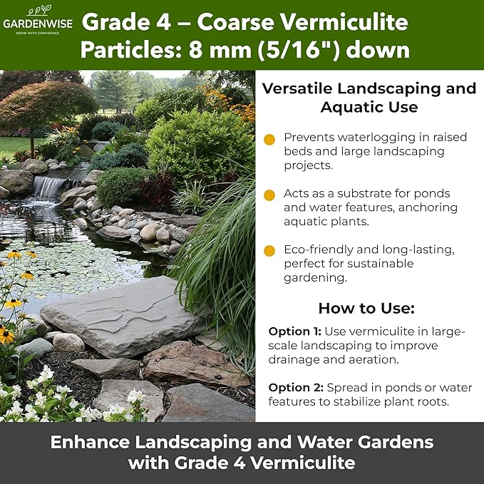 Organic Coarse Vermiculite for Indoor Gardening Plants and Mushrooms – Enhances Soil Aeration, Seed Germination, Rooting Cuttings – Small Packages and Bulk (Vermiculite Grade 4 – Coarse, 30 quarts)