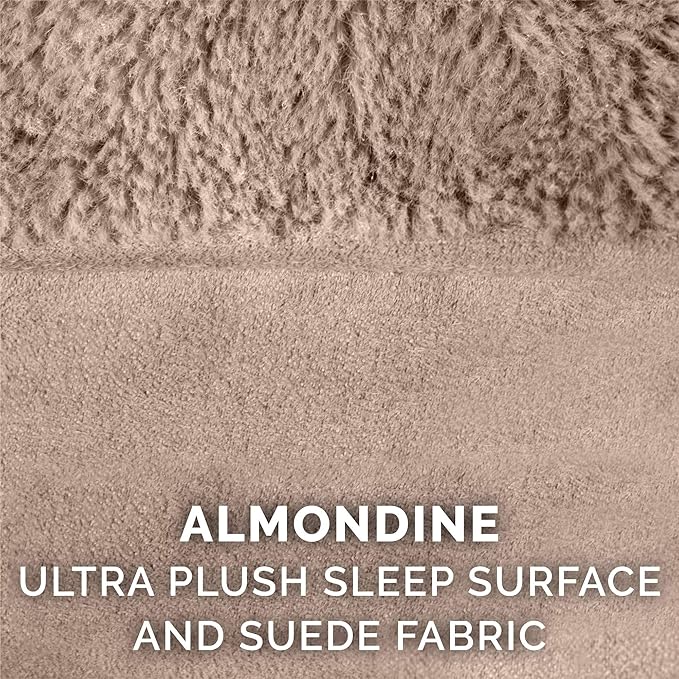 Furhaven Orthopedic Dog Bed for Large Dogs w/ Removable Bolsters & Washable Cover, For Dogs Up to 125 lbs - Plush & Suede Sofa - Almondine, Jumbo Plus/XXL